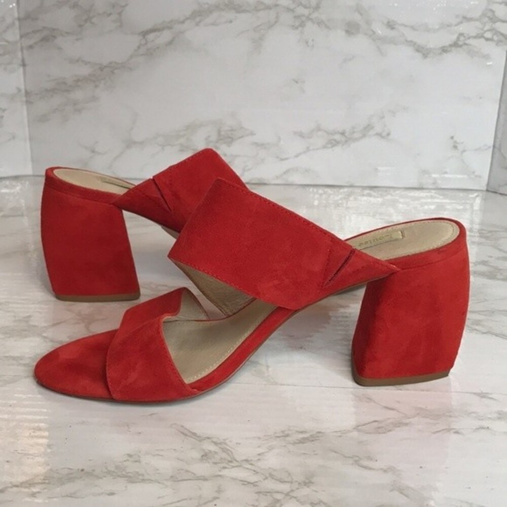 Louise et cie red orange suede strappy block heels  shoes size 8.5m - Picture 9 of 11